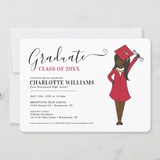 Invitation Avatar féminin personnalisable| Diplôme d'études s