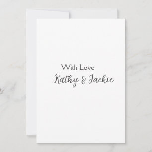Invitation Avec amour ajouter nom de couple mariage simple mi