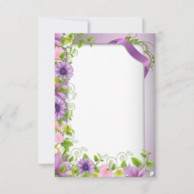 Invitation avec bordure florale violette (Devant)