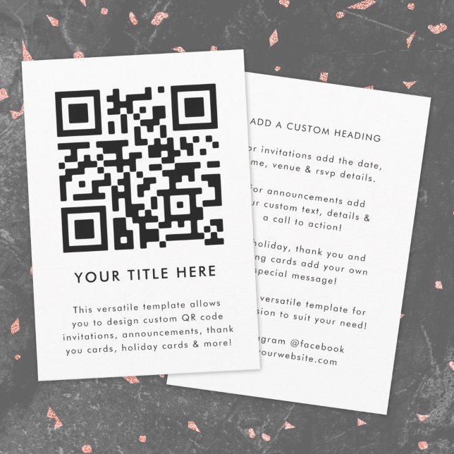 Invitation avec code QR | Invitation scannable pol (Modern smart QR code white invitation template by Guava - versatile, stylish, and customizable)