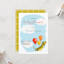 Invitation avec crocodile pour baby showers