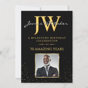 Invitation avec Initiales Personnalisées Anniversa