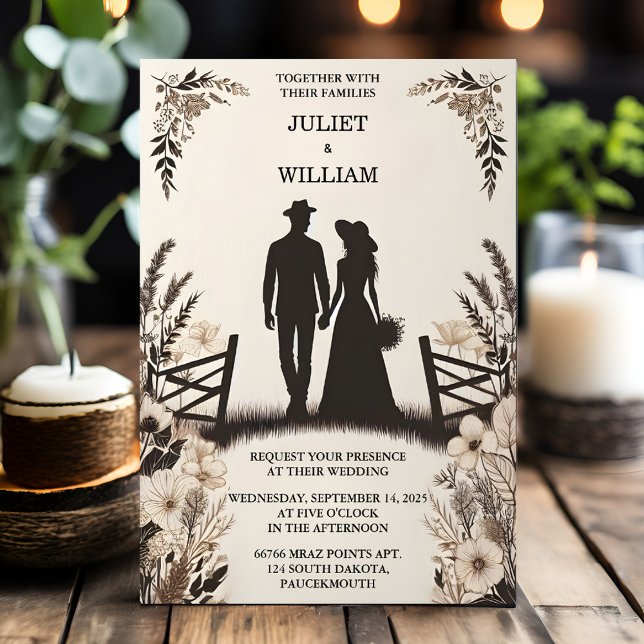 Invitation Avec Jardin Floral Boho Boho Boho Rustique Mariage (Créateur téléchargé)