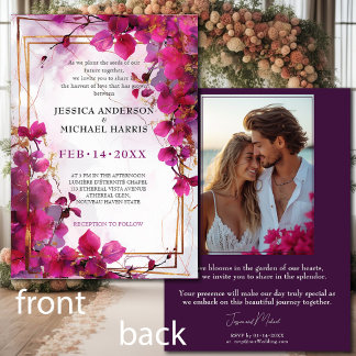 Invitation Avec la photo Fuchsia Enchantage : Mariage aquarel