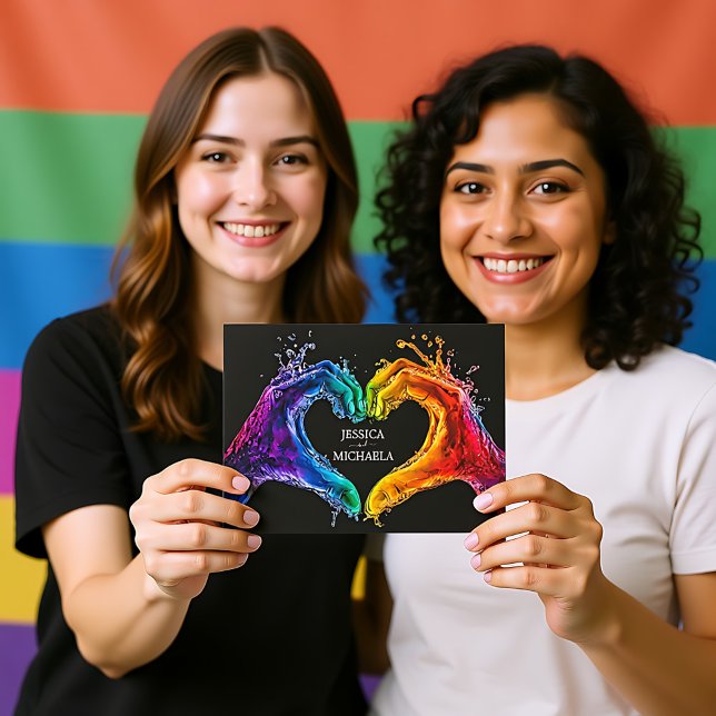 Invitation 🌈 ❤️ Avec la photo LGBTQ Coeur de fierté mariage (🌈❤️ With photo LGBTQ Heart of Pride wedding Invitation)