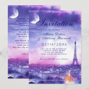 Invitation Avec le poème Amour Éternel à la Parisienne