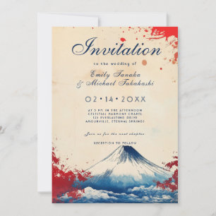 Invitation Avec poème Harmonie japonaise avec Fuji