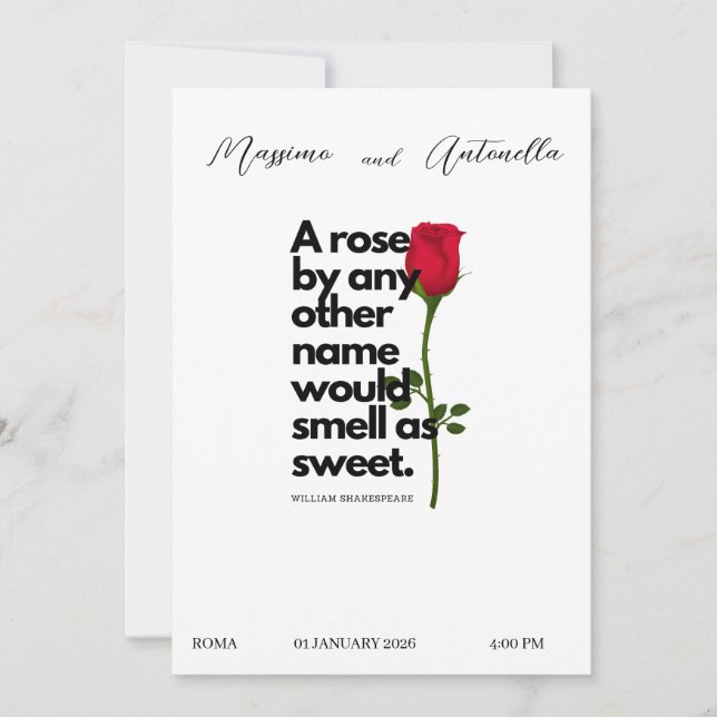 INVITATION AVEC POÉSIE DE WILLIAM SHAKESPEARE (Devant)