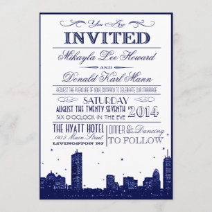 Invitation avec vue panoramique de Boston bleu fon