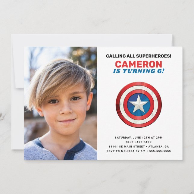 Invitation Avengers Captain America Shield Anniversaire (Devant)