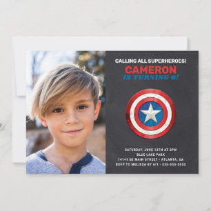 Invitation Avengers Captain America Shield Chalkboad Annivers