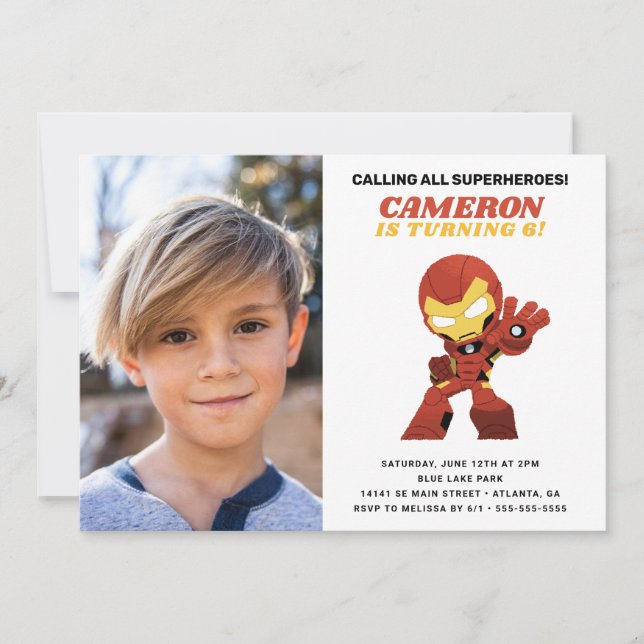 Invitation Avengers | Guri Hiru Iron Man Anniversaire - Photo (Devant)