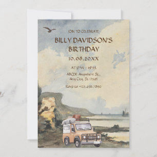 Invitation Aventure à la plage à l'aquarelle 