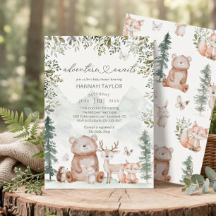 Invitation Aventure Animaux de la Forêt Attend la Baby Shower