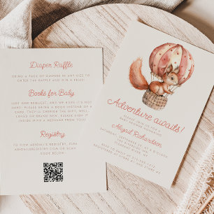 Invitation Aventure Attend Écureuil Mignon Code QR Baby Showe