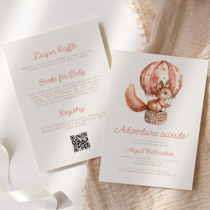Invitation Aventure Attend Écureuil Mignon Code QR Baby Showe