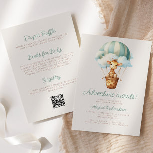 Invitation Aventure Attend Girafe Code QR Baby Shower