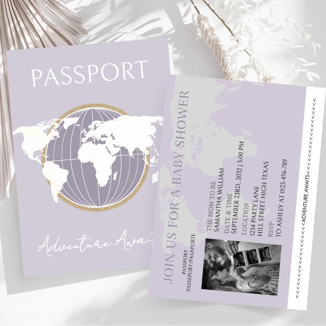 Invitation Aventure Attente Passeport Baby shower Voyage (Créateur téléchargé)