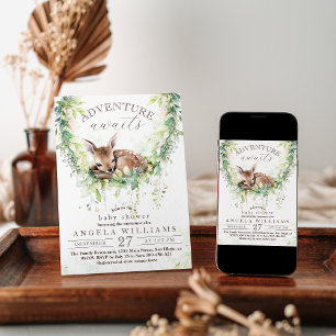 Invitation Aventure Baby shower de verdure de cerfs de bois