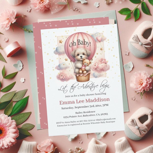 Invitation Aventure commence chiot dans un ballon à air chaud (Créateur téléchargé)