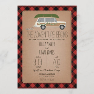 Invitation Aventure commence Mariage de canot SUV Wood Panel