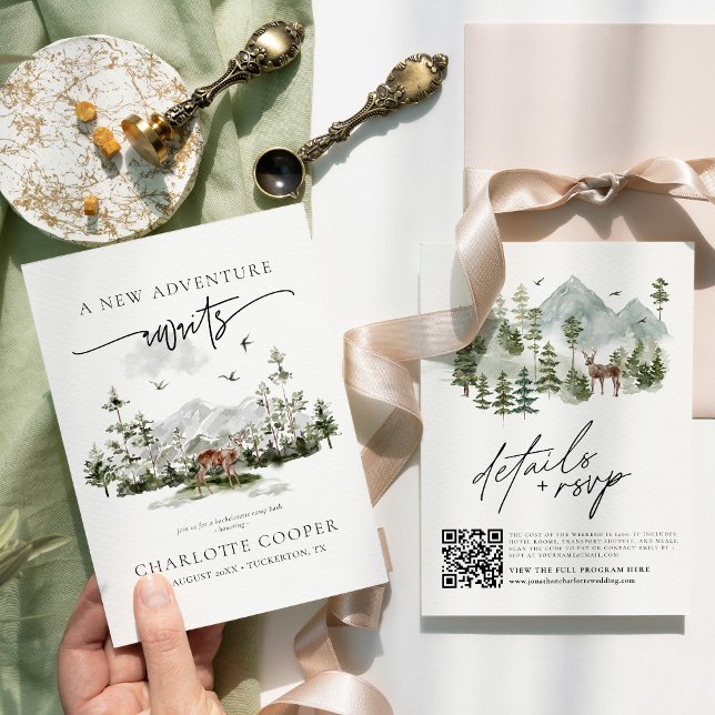 Invitation Aventure commence QR Code Rustique Bachelorette Pa (Créateur téléchargé)