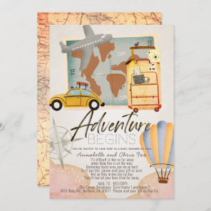 Invitation Aventure commence Voyager Baby shower rose par la 