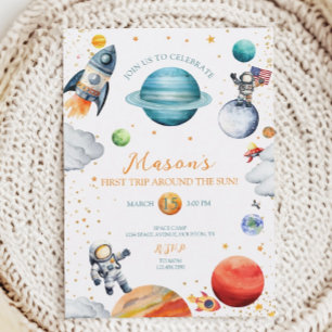 Invitation Aventure cosmique Anniversaire Espace aquarelle