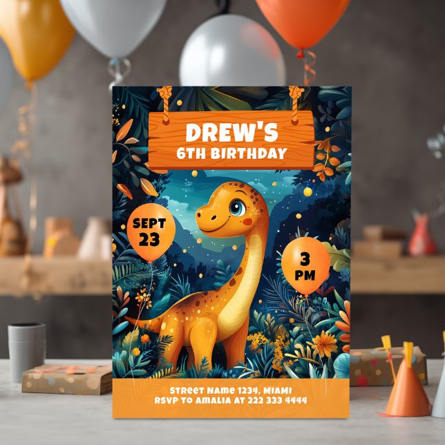 Invitation Aventure d'anniversaire de la jungle du dinosaure  (Créateur téléchargé)