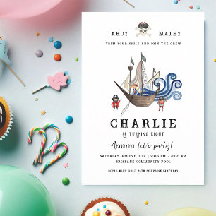 Invitation Aventure d'anniversaire de pirate en haute mer