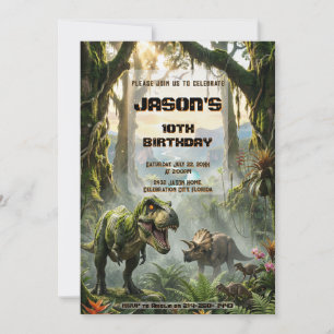 Invitation Aventure d'anniversaire rugissement de T-Rex juras
