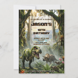 Invitation Aventure d'anniversaire rugissement de T-Rex juras