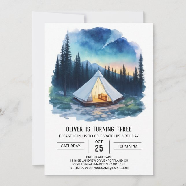 Invitation Aventure dans les bois Anniversaire (Devant)