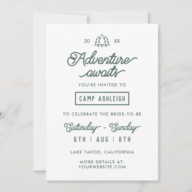 Invitation Aventure de fête de jeune fille en camp de vacance (Devant)