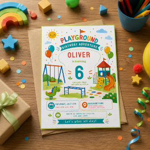 Invitation Aventure de terrain de jeu 6e anniversaire Fête au