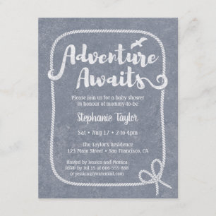 Invitation Aventure de typographie attend la baby shower naut