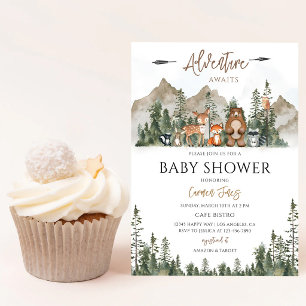 Invitation Aventure des Animaux de la Forêt Baby Shower