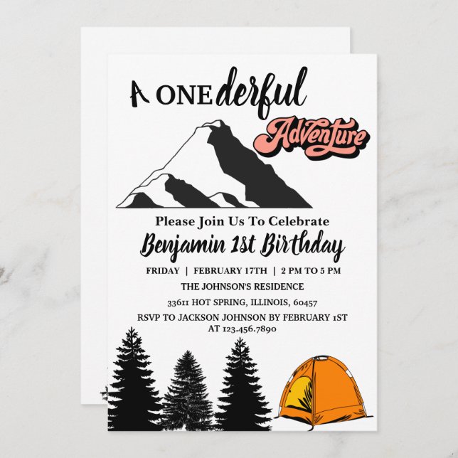Invitation  Aventure en cours Première fête d'anniversaire (Devant / Derrière)