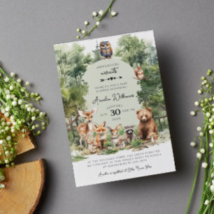 Invitation Aventure en forêt attend la baby shower forestière