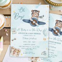 Aventure mignonne Ours bleu Avion Oh Baby shower g