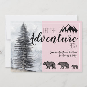 Invitation Aventure Russe Woodland Ours rose Grossesse