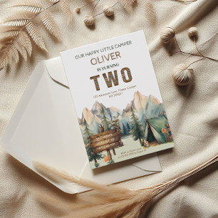 Invitation Aventure Rustique Joyeux Deuxième Anniversaire de