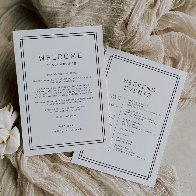 Invitation AVERA Mariage moderne Week-end Itinéraire Modèle (AVERY Modern Wedding Weekend Itinerary Template)
