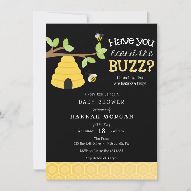 Invitation Avez-vous entendu le Buzz ? Baby shower (Devant)