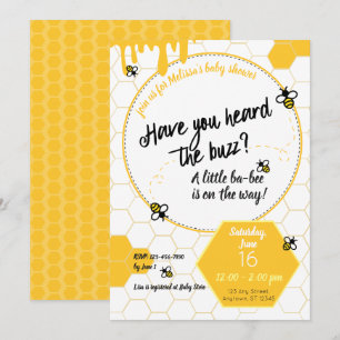 Invitation Avez-vous entendu le Buzz ? Thème baby shower Bee