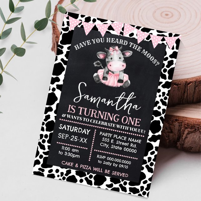 Invitation Avez-Vous Entendu Moos Pink Cow Ballerina Annivers (Créateur téléchargé)