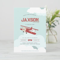 Invitation Aviateur Premier Anniversaire Rétro Avi