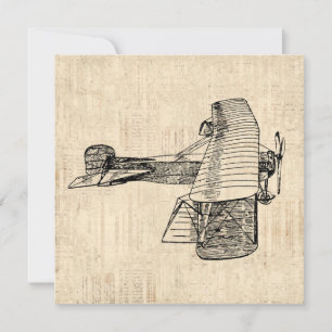 Invitation Avion à l'ancienne mode