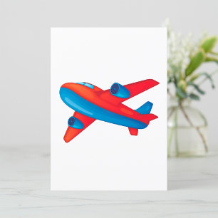 Invitation Avion à réaction coloré rouge et bleu