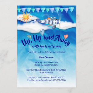 Invitation Avion baby shower vintage Voyage garçons volant